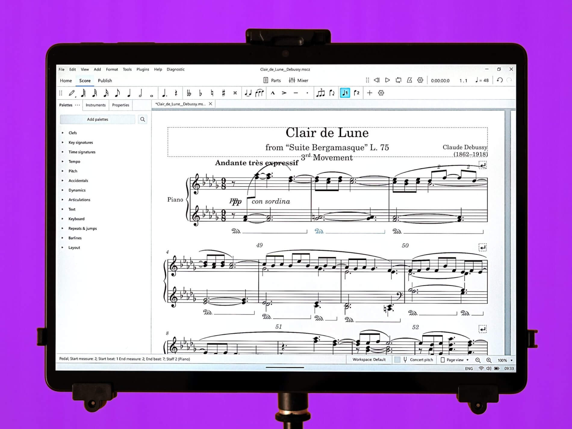 Noten (Musiknoten) auf dem Microsoft Surface Pro 9 (Windows-Tablet)
